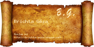 Brichta Géza névjegykártya